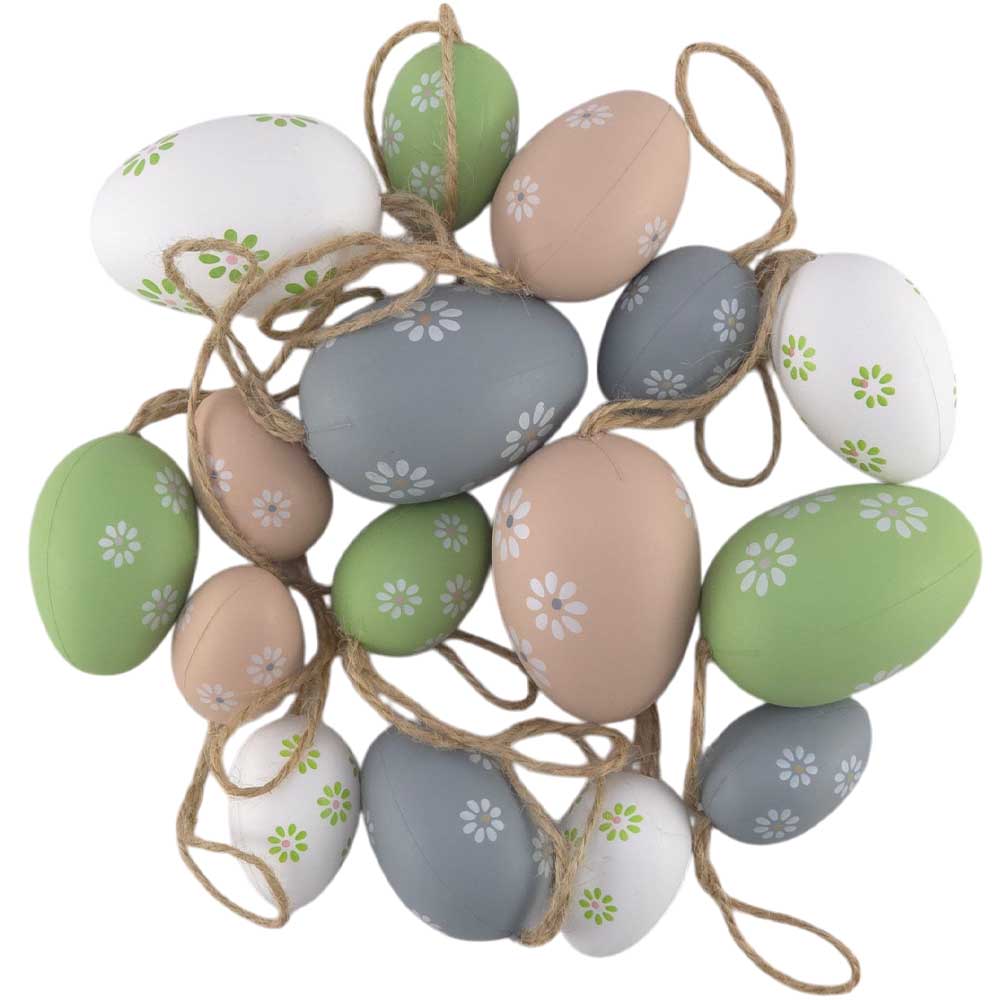 Daisy Print | 15 Assorted Flower Print Hanging Eggs | Gisela Graham