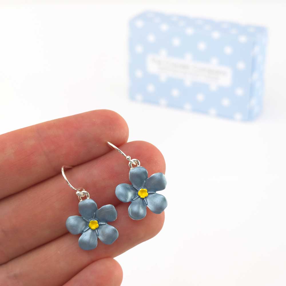 Forget Me Not | Silver Tone Drop Earrings | Little Gift | Cracker Filler