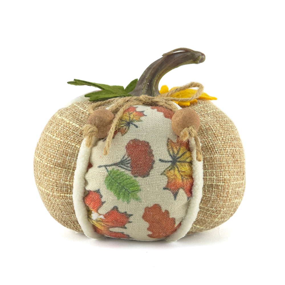 Autumnal Rustic Fabric Pumpkin | Halloween Home Décor | 13cm Wide