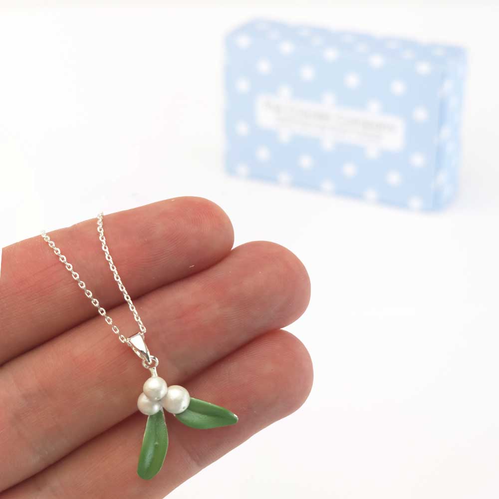 Christmas Mistletoe Necklace | Pendant on Chain | Mini Gift | Cracker Filler