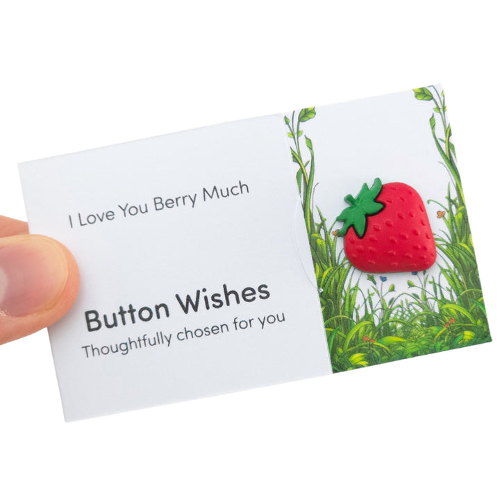 I Love You Berry Much | Strawberry | Button Wishes Sew On Token | Little Gift