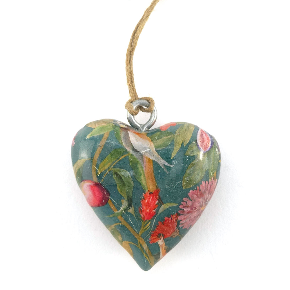 Floral Bird Heart Wooden Hanging Ornament | 5cm | Little Gift | Cracker Filler