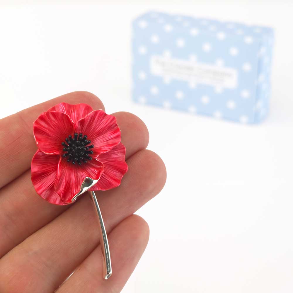 Large 3D Red Poppy Brooch | 3.8cm Wide | Little Gift | Cracker Filler