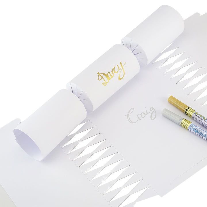 White | 12 Personalise Your Own Crackers | Make & Fill Your Own | With Pen