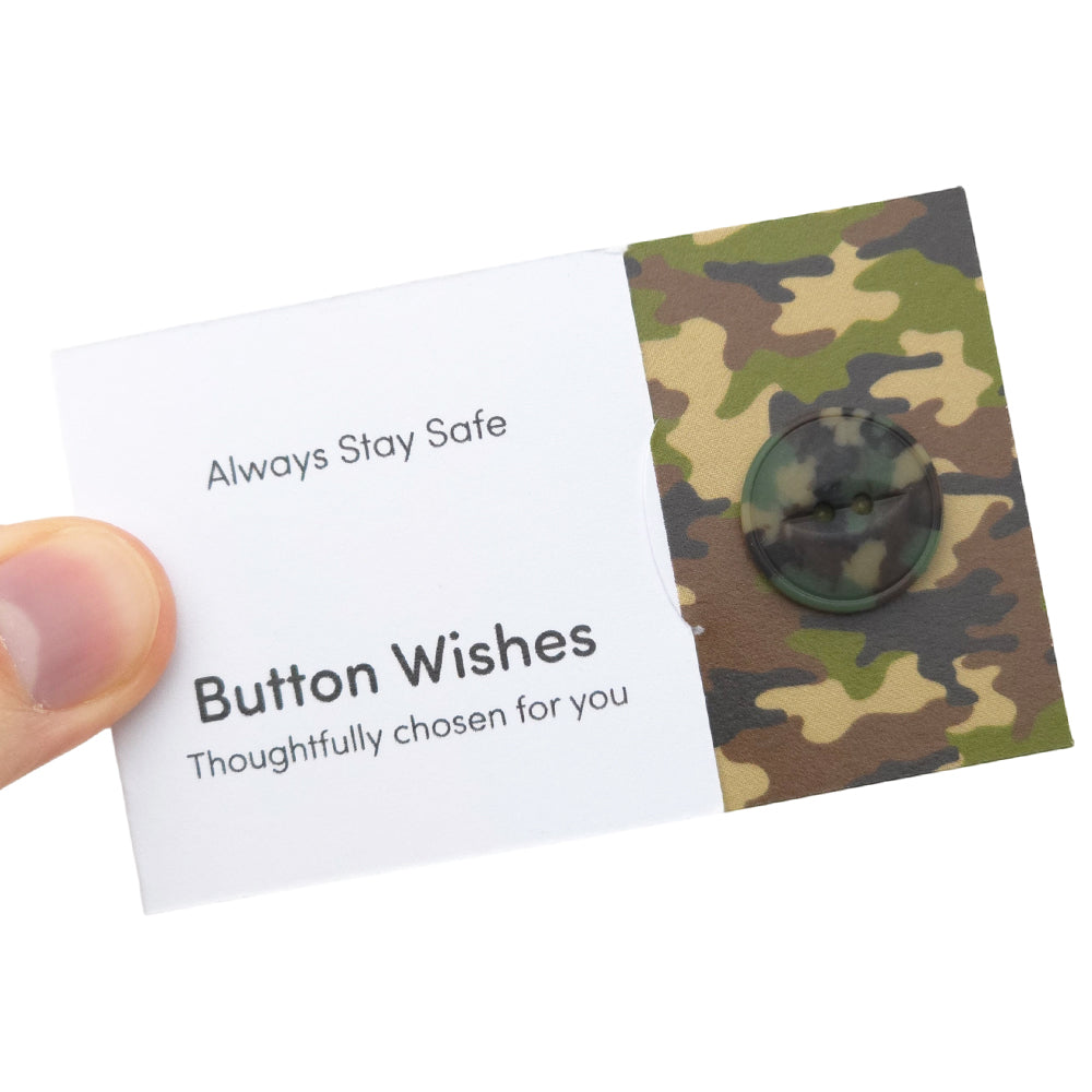 Always Stay Safe | Camouflage | Button Wishes | Mini Gift | Cracker Filler