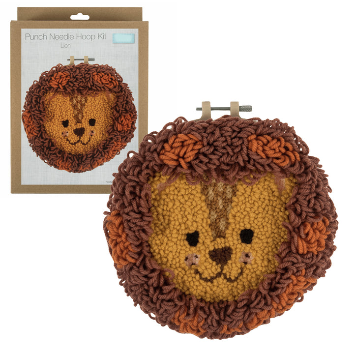 Lion | Punch Needle Hoop Set | Complete Craft Kit | Ideal Gift