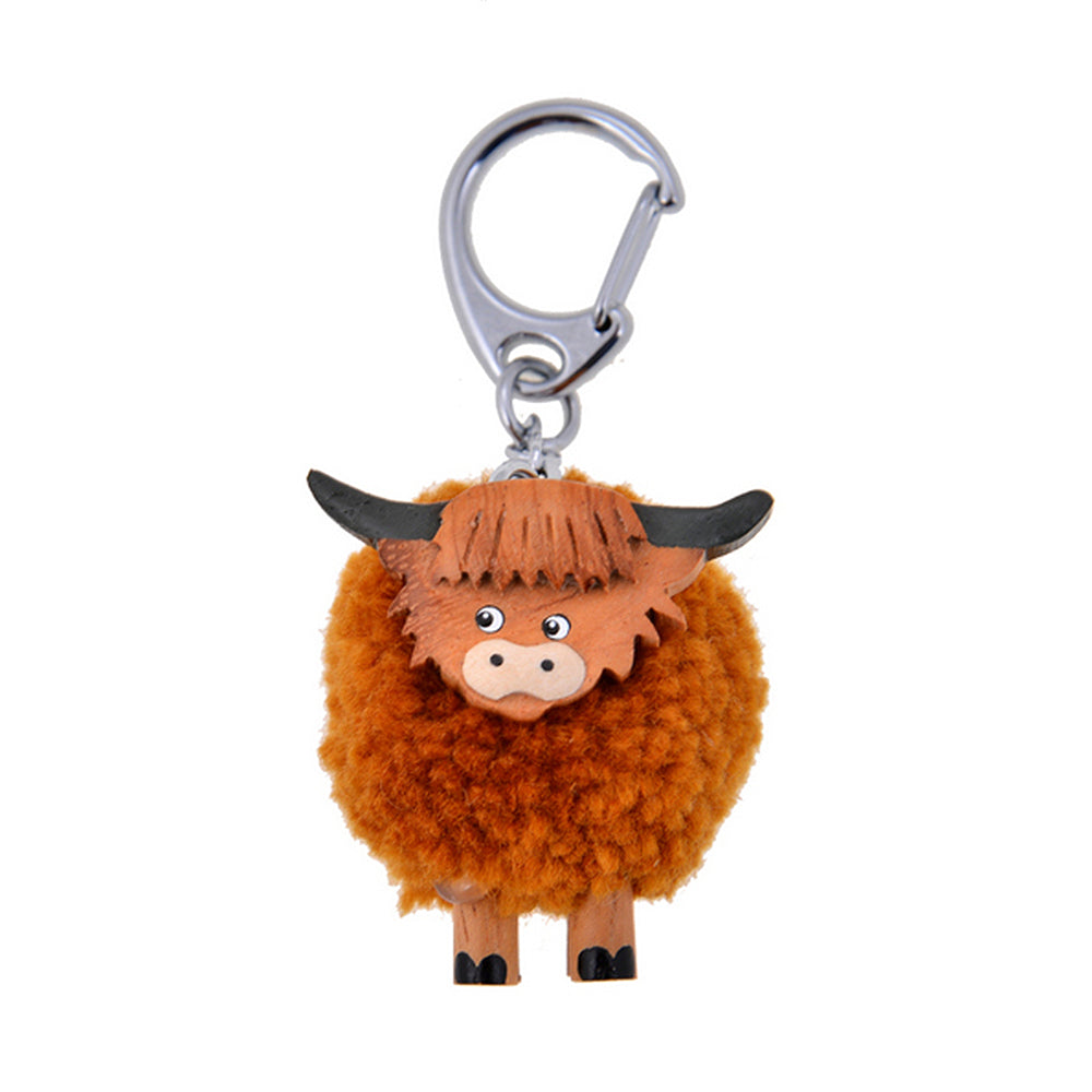 Highland Cow | Cute Coo Pom Pom Keyring | Little Gift | Cracker Filler