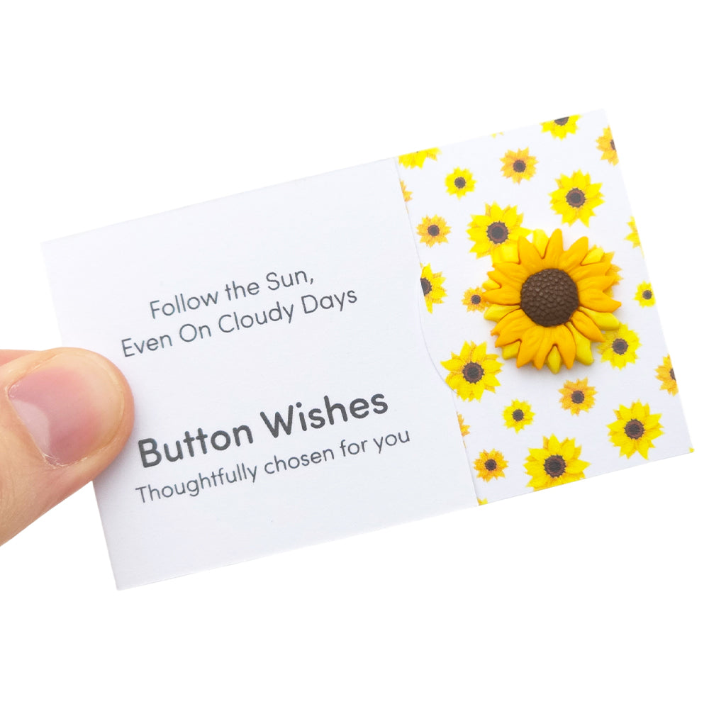 Follow the Sun, Even On Cloudy Days | Button Wishes Sew On Token | Little Gift