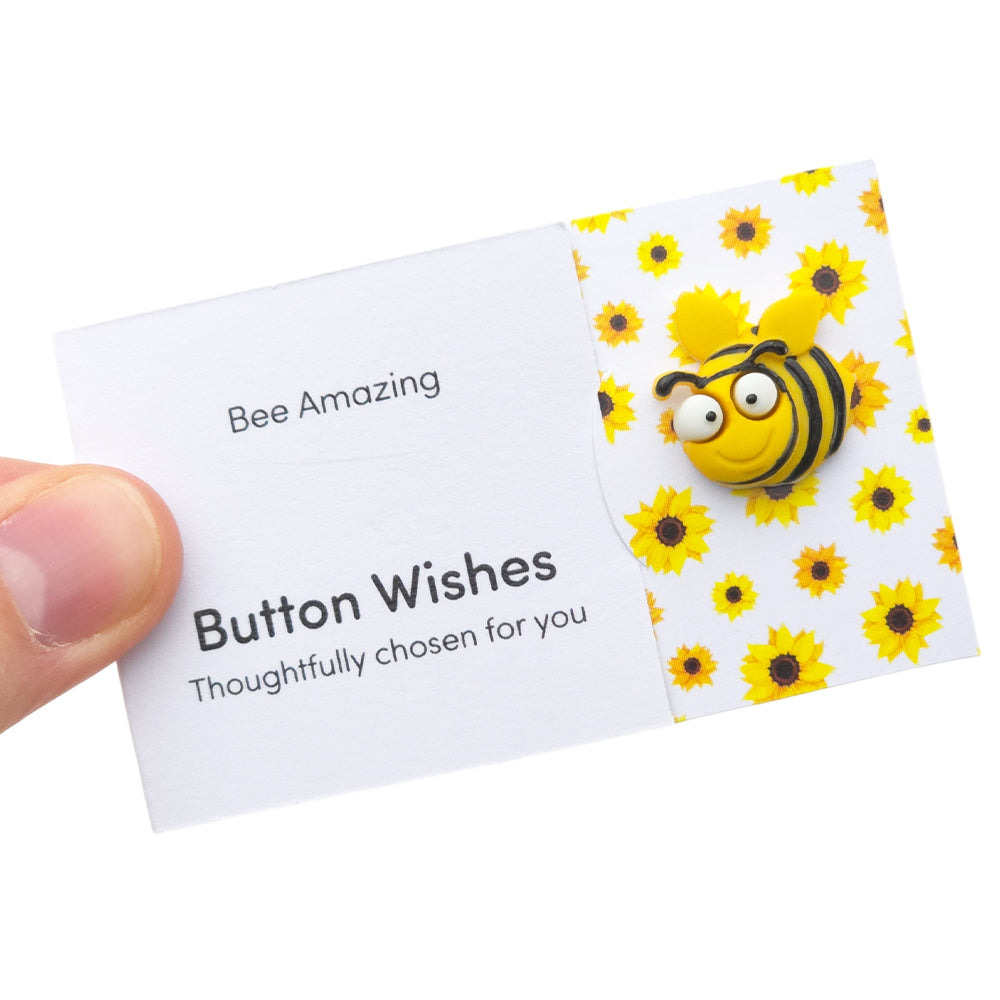 Bee Amazing | Button Wishes Sew On Token | Little Gift | Cracker Filler