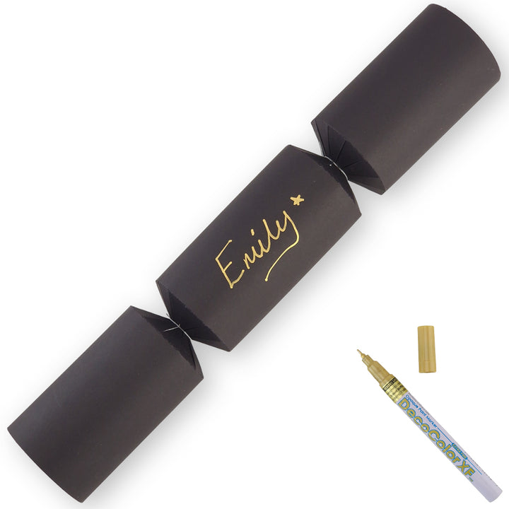 Black | 12 Personalise Your Own Crackers | Make & Fill Your Own | With Pen