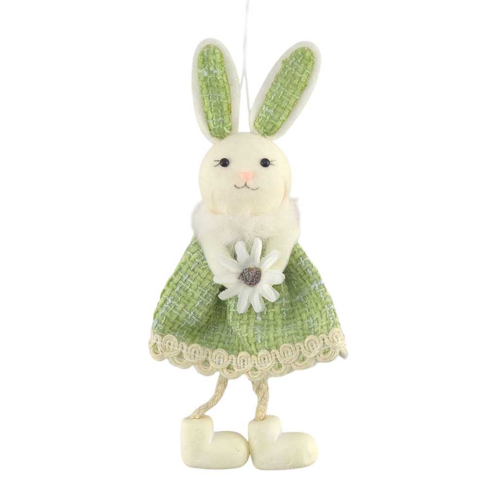 Green | Cute Fabric Easter Bunny | Hanging Easter Tree Ornament | 19cm Tall