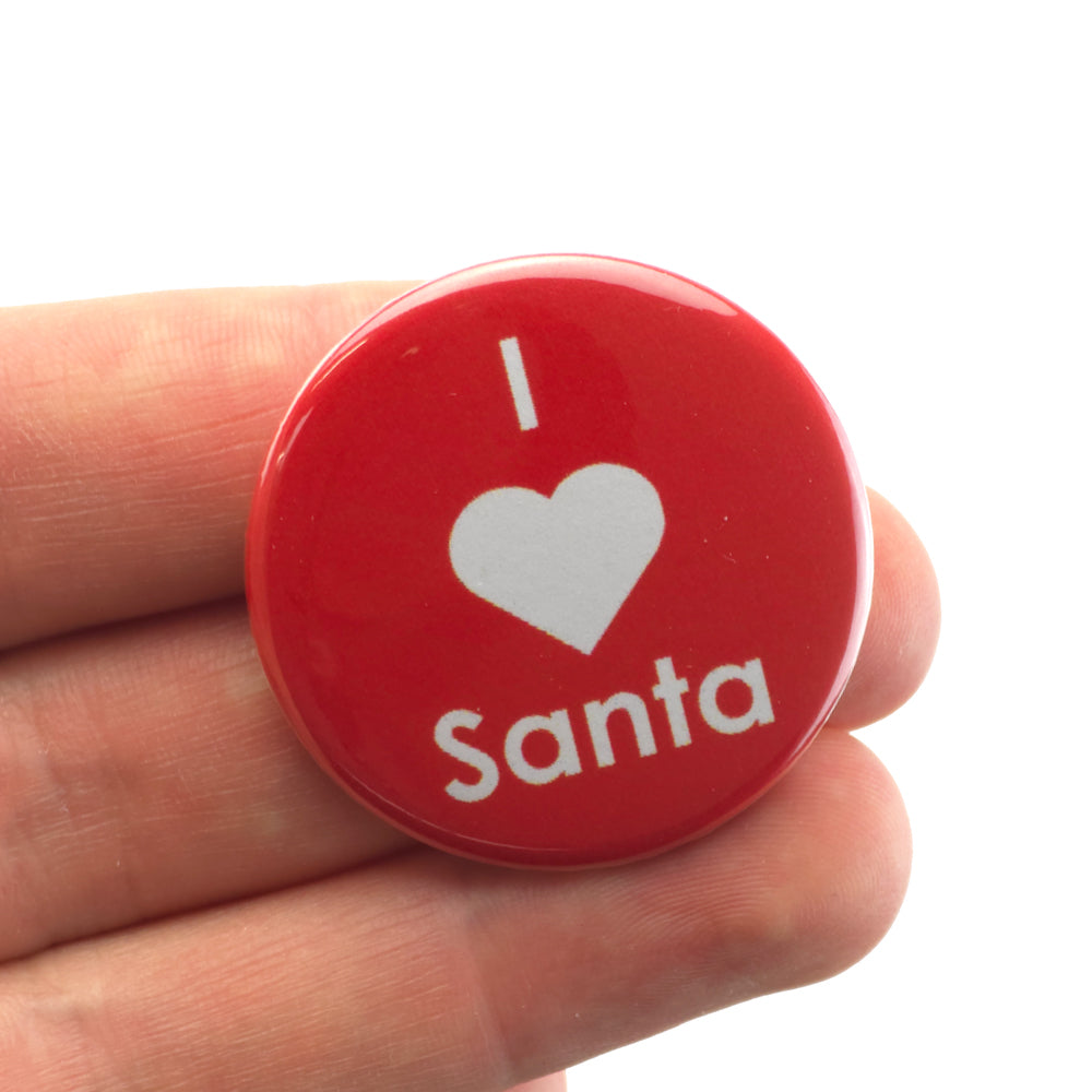 I Love Santa | 38mm Button Pin Badge | Little Gift | Cracker Filler