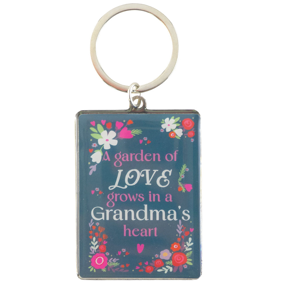 Grandma's Heart | A Garden of Love | Metal Keyring | Little Gift | Cracker Filler