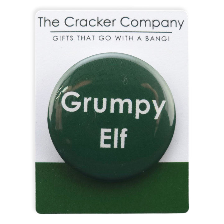 Grumpy Elf | 38mm Button Pin Badge | Little Gift | Cracker Filler