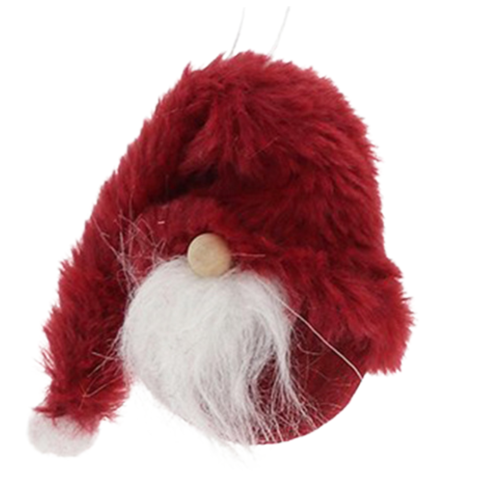 Deep Red | Super Cute Gonk | Hanging Christmas Ornament with Furry Hat