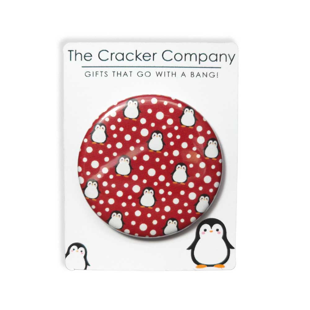 Snowtime Penguin | 38mm Button Pin Badge | Mini Gift | Cracker Filler