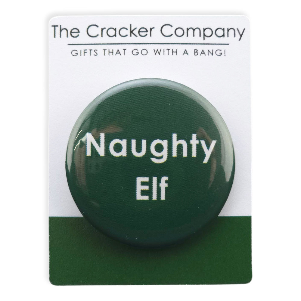 Naughty Elf | 38mm Button Pin Badge | Little Gift | Cracker Filler