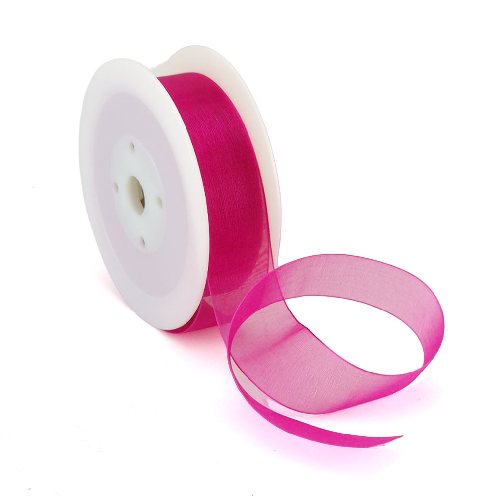 40mm or 25mm Organza Ribbon | Woven Edged |  25m Roll | Choice of Colours 