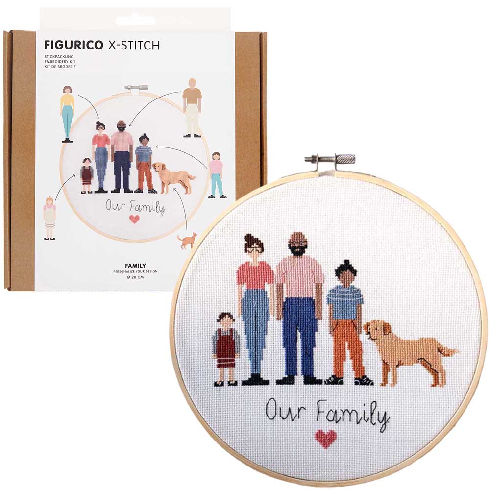 Our Family | Multiple Options from One Kit | Complete Cross Stitch Kit & Hoop