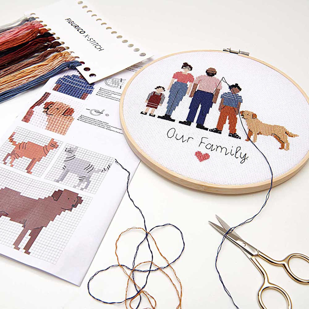 Our Family | Multiple Options from One Kit | Complete Cross Stitch Kit & Hoop