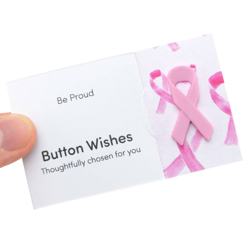 Be Proud | Pink Ribbon | Button Wishes Sew On Token | Mini Gift | Cracker Filler