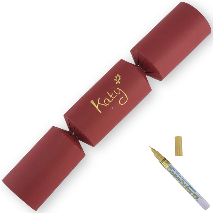 Burgundy Red | 12 Personalise Your Own Crackers | Make & Fill Your Own With Pen