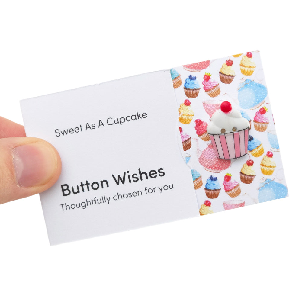 Sweet as a Cupcake | Button Wishes Sew On Token | Little Gift | Cracker Filler