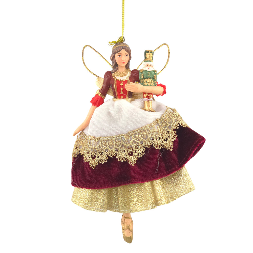 Claret Red Nutcracker Fairy | Christmas Tree Decoration | 13cm | Gisela Graham