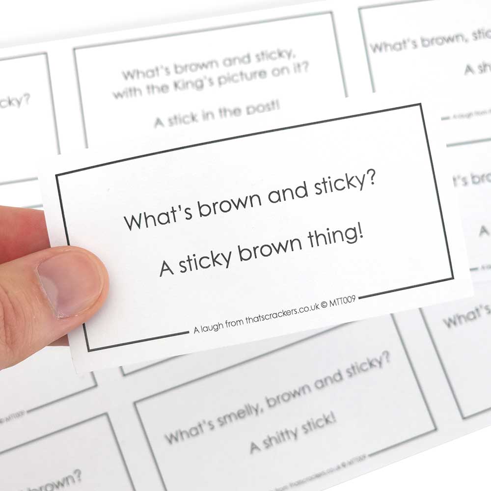 Brown & Sticky Cracker Jokes | Set of 12 | For Cracker Making