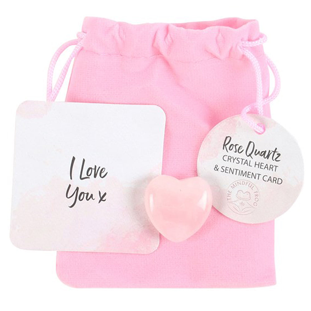 I Love You | Rose Quartz Crystal Heart | Clarity | Mini Gift | Cracker Filler