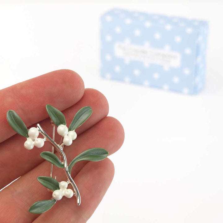 Christmas Mistletoe | Large 3D Brooch | 4.5cm Long | Little Gift | Cracker Filler