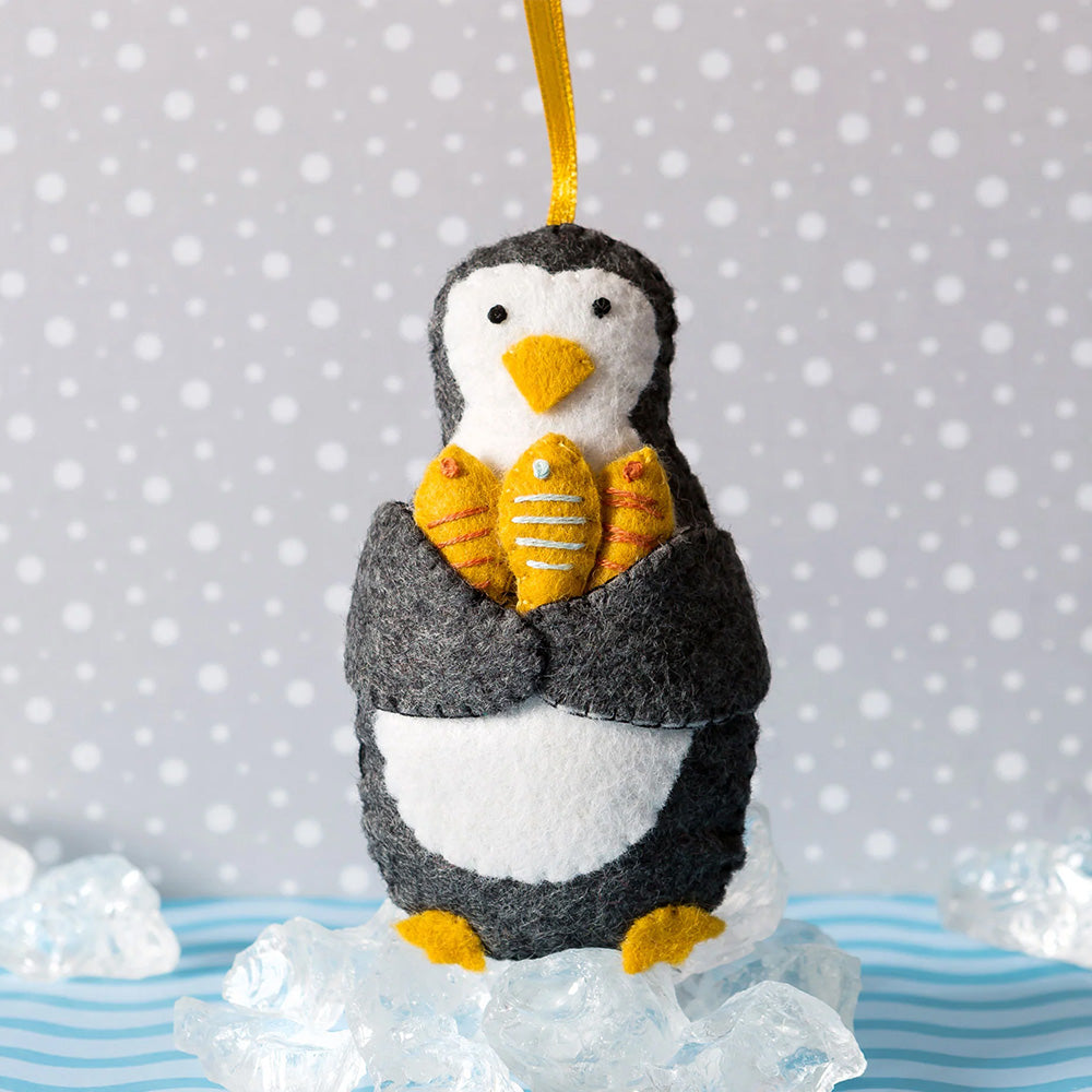 Christmas Penguin Hanging Ornament | Mini Felt Sewing Kit | Corinne Lapierre