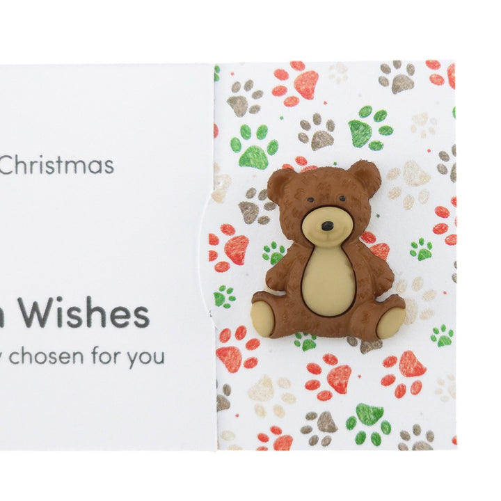 Merry Christmas | Teddy Bear | Button Wishes | Mini Gift | Cracker Filler