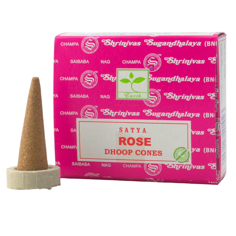 Rose Scented | 12 Dhoop Cones & Stand | Cracker Filler | Mini Gift