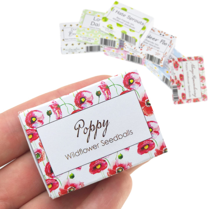 Watercolour Poppies | Seedball Box | Cracker Filler | Mini Gift