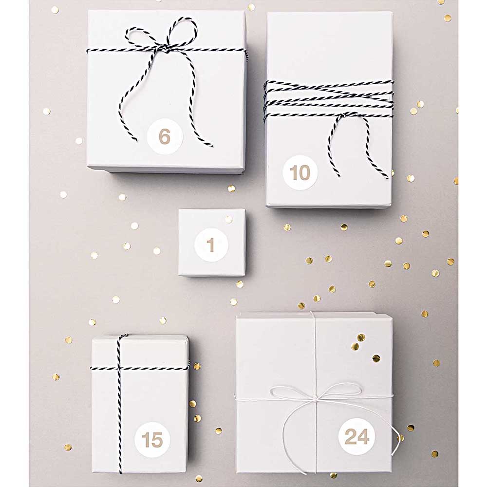 24 Advent Calendar Stickers | With Foil Numbers | 3cm Wide