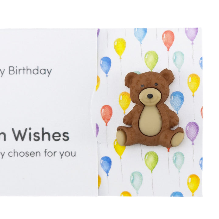 Happy Birthday | Teddy Bear | Button Wishes | Mini Gift | Cracker Filler