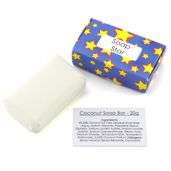 Soap Star | Coconut | 20g Travel Soap Bar | Mini Gift | Cracker Filler