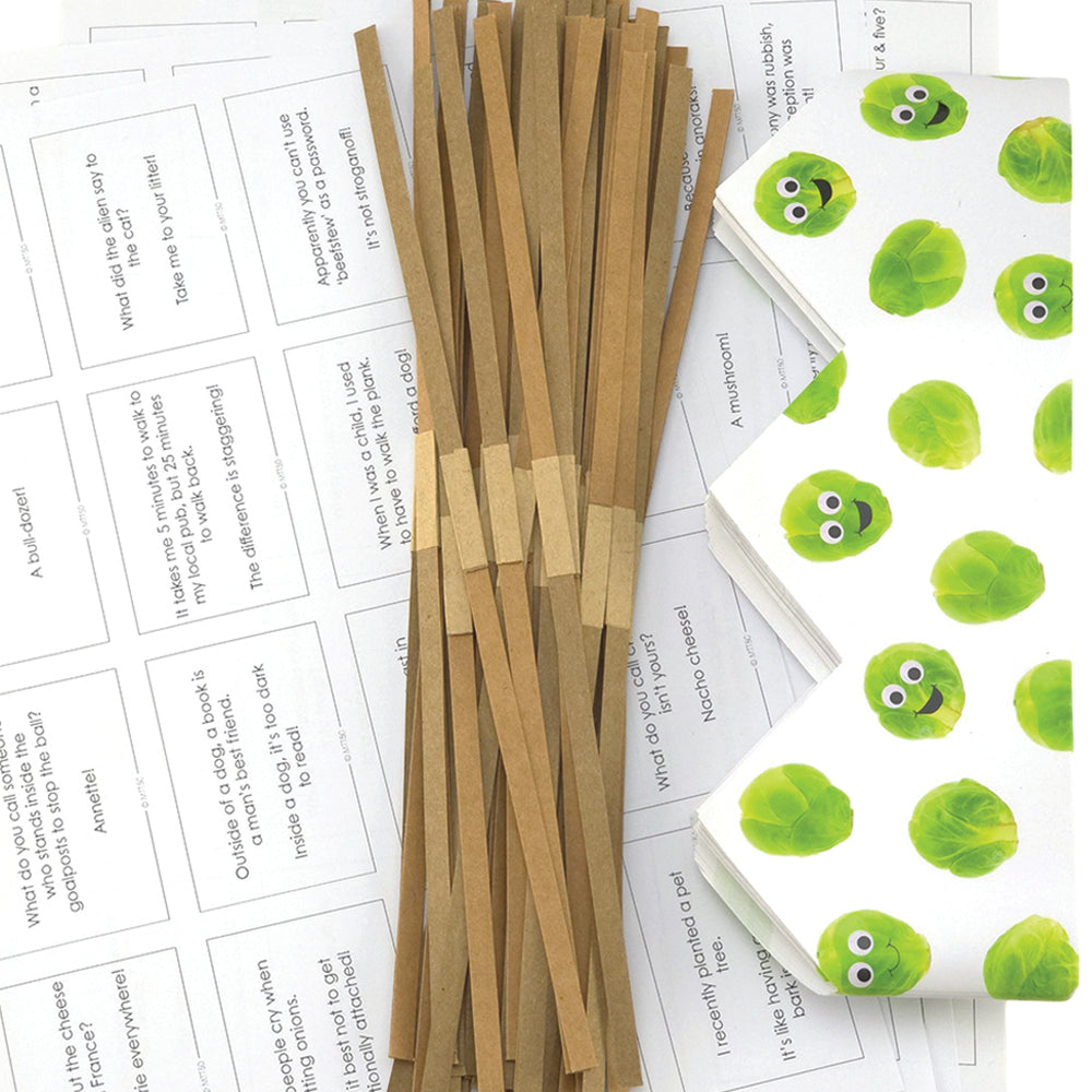 Googly Sprout Adjustable Paper Hats, Jokes and Optional Snaps | DIY Cracker Accessory Pack