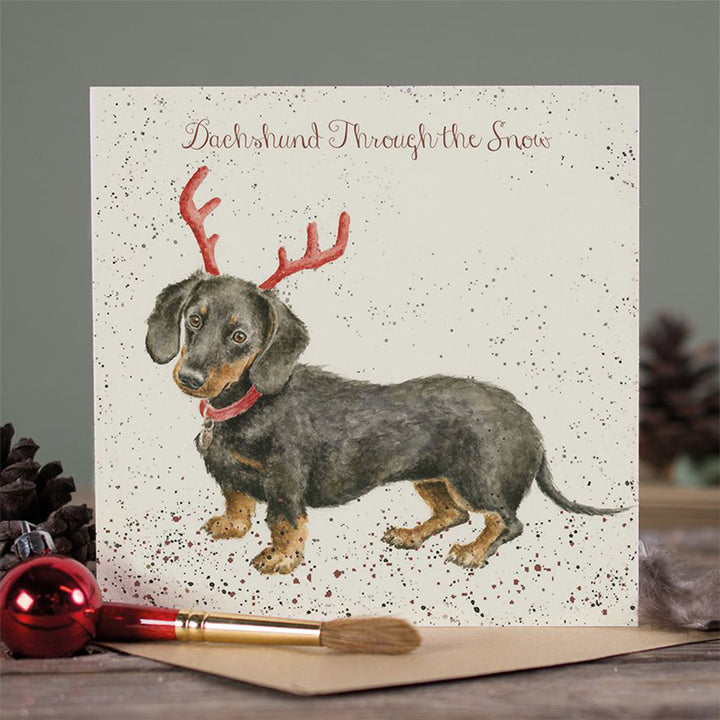 Dachshund Through the Snow | Merry Christmas | 15x15cm | Wrendale Designs