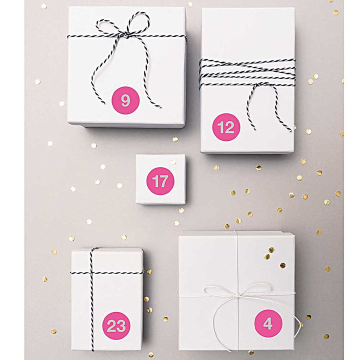 24 Advent Calendar Stickers | With Foil Numbers | 3cm Wide