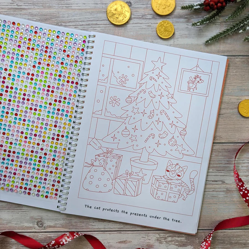 Sparkly Santa | Gem Art Christmas Colouring & Activity Book for Kids | 1000 Gems