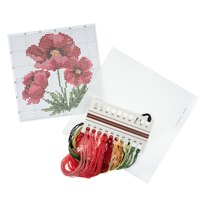 Poppies | Mini Counted Cross Stitch Kit | 13cm