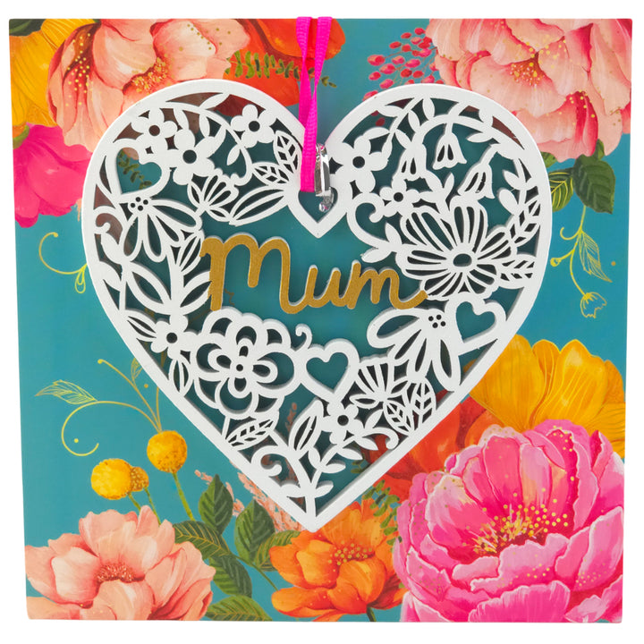 Mum | Wooden Heart Shaped Hanging Plaque on Decorative Card | Letterbox Gift