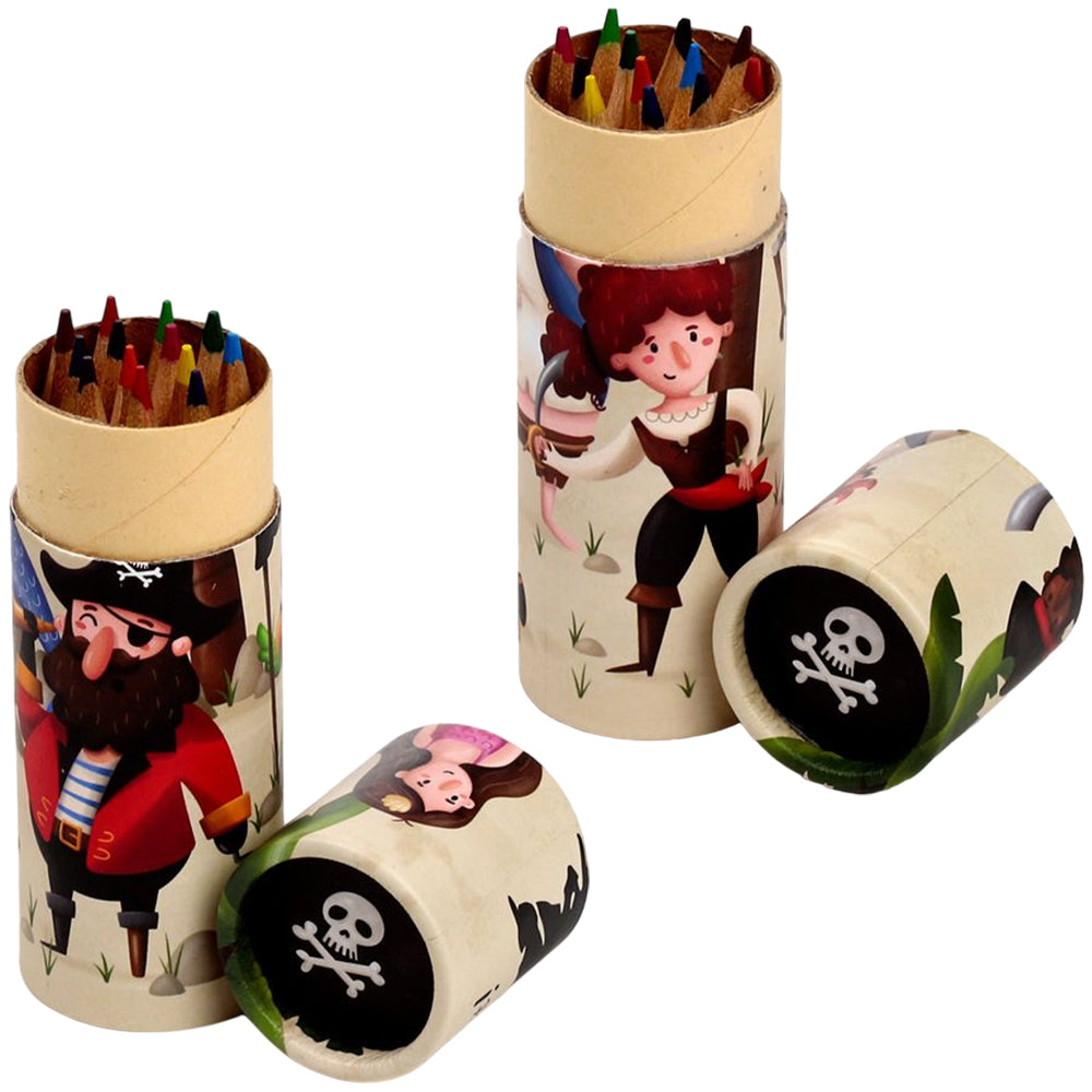 Pirate Madness | Tube of Pencil Crayons for Kids | Single | Little Gift | Cracker Filler