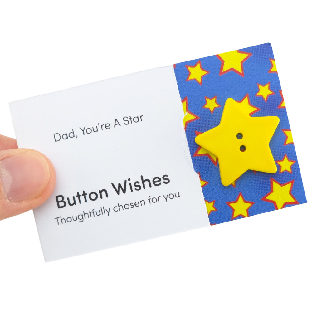 Dad, You’re a Star | Button Wishes Sew On Token | Little Gift | Cracker Filler