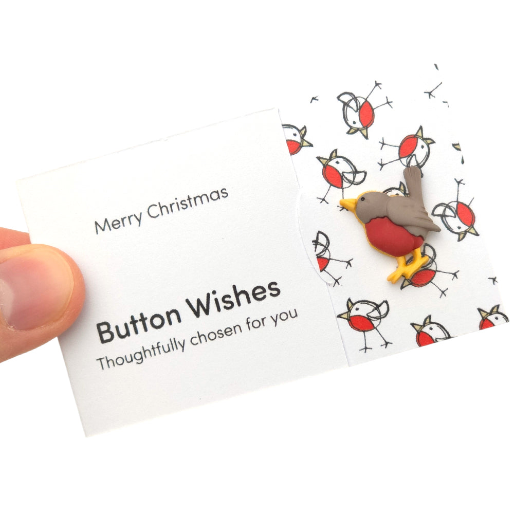 Merry Christmas | Button Wishes Sew On Token | Mini Gift | Cracker Filler