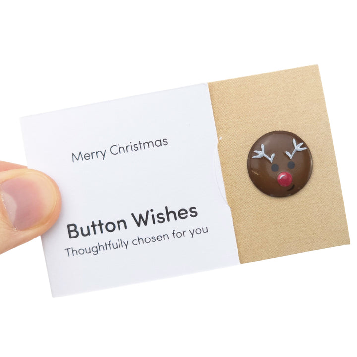 Merry Christmas | Rudolph | Button Wishes | Mini Gift | Cracker Filler