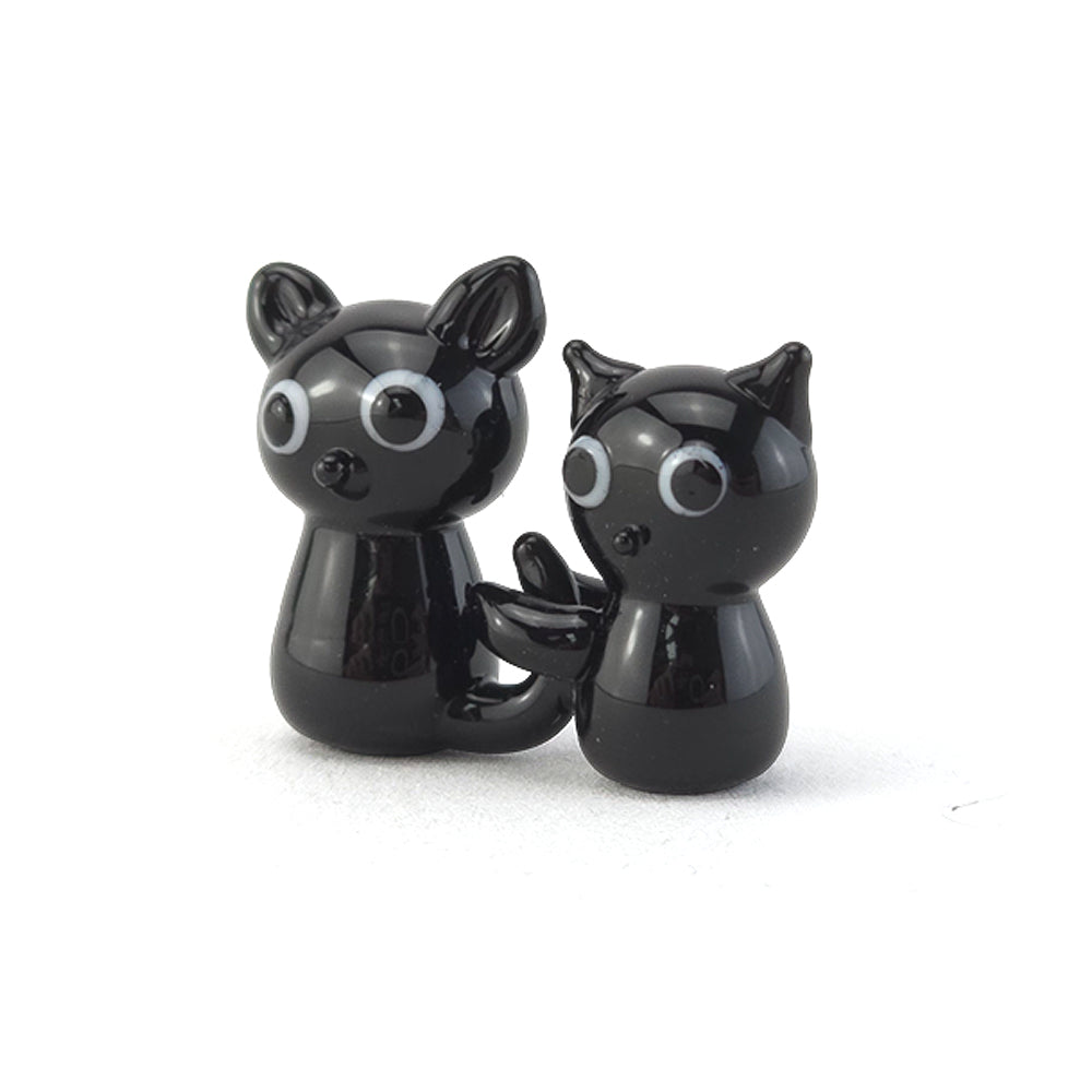 Black Cats | Miniature Glass Ornament | 4.5cm Long | Mini Gift | Cracker Filler