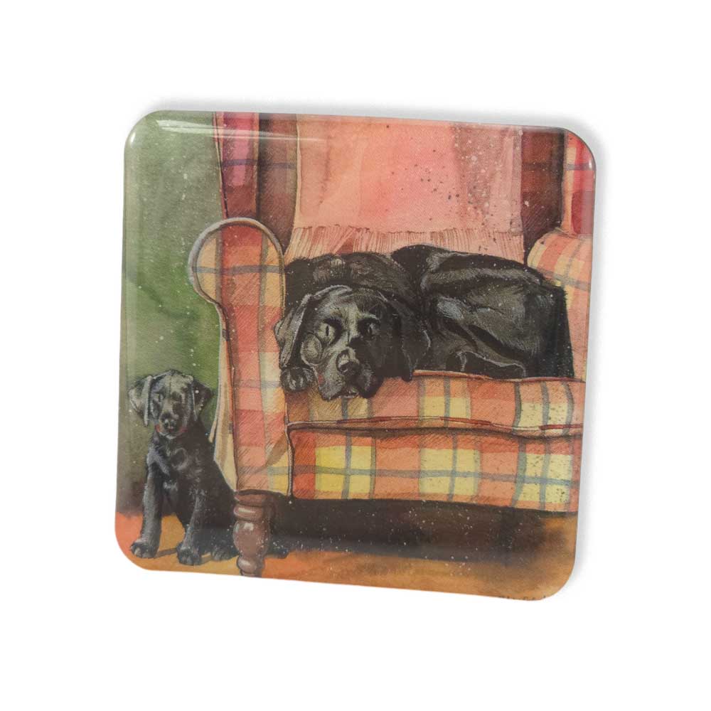 Black Labrador & Pup | Fridge Magnet | Little Gift | Cracker Filler